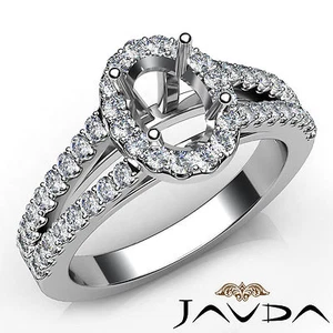 Wunderschöner Halo Halbmontierter Krappen Oval Diamant Verlobungsring Platin 950 0,75 ctw - Bild 1 von 7