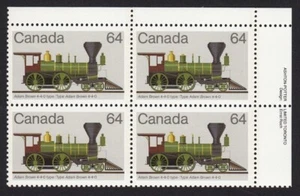 HISTORY = LOCOMOTIVES (1836-1860) = Canada 1983 #1002 UR PLATE Block of 4 MNH - Picture 1 of 1
