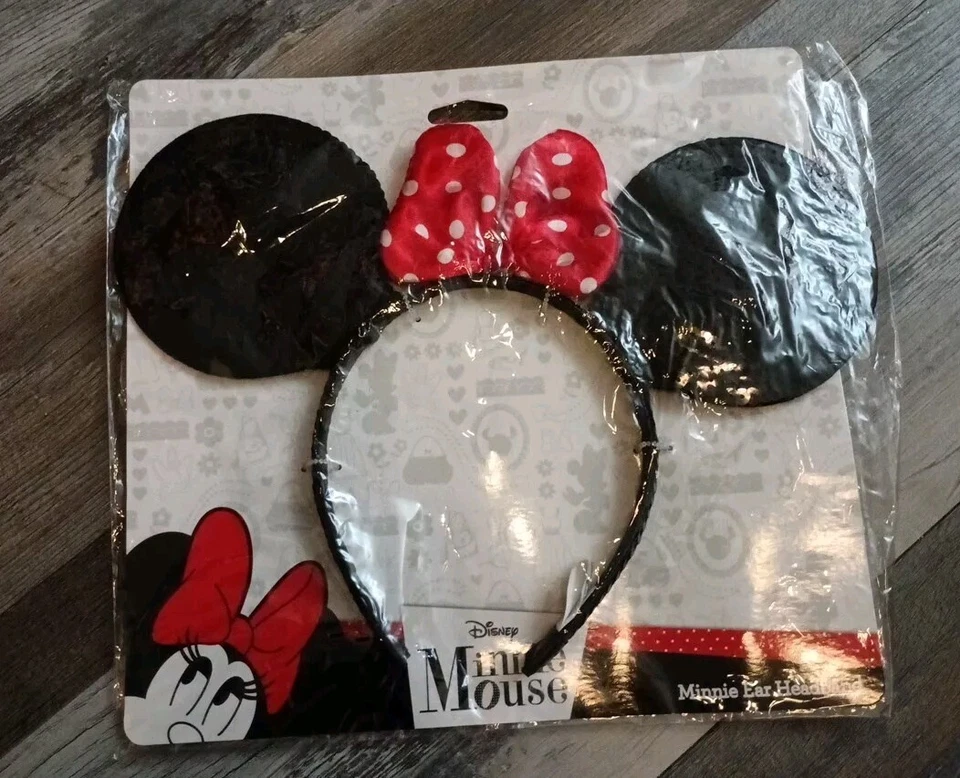Diadema Orejas Minnie Mouse Negro Y Rojo Lazo Satinado Favores Fiesta de Cumpleaños NUEVO Foto 1 de 1