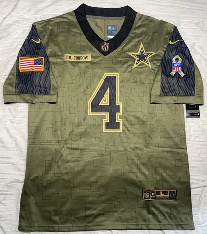 DAK PRESCOTT #4 COWBOYS JERSEY SIZE M-2XL SALUTE TO SERVICE STITCHED DALLAS MENS Cover