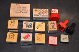 Lot of 12 teacher classroom motivational rubber stamps, mixed types - Picture 1 of 1