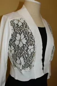 Chetta B Strickjacke mit Spitzendetail Damen Größe Small_Elfenbein Neu ohne Etikett - Bild 1 von 5