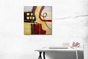 Shapes & Lines 33x33 Original Modern Abstract Oil Painting (Canvas Only)  - Picture 1 of 3