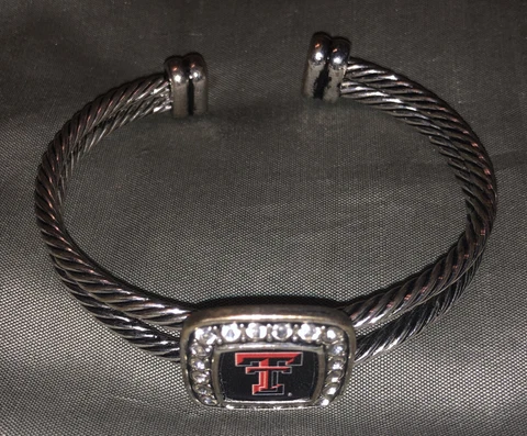 Texas Tech Bracelet Wristlet Jewelry Graduation Piece Single Red Raiders Silver Cover