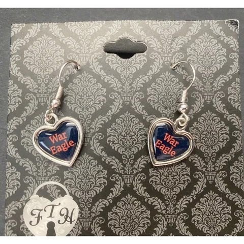 Auburn University War Eagle Heart Pierced Earrings NCAA Cover
