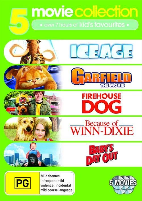 Ice Age / Garfield-The Movie / Firehouse Dog / Because of Winn-Dixie / Baby's Day Out (Box Set, DVD, 2010)