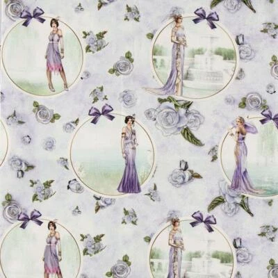 Art Deco Fabric Debbie Moore 112cm Wide 100% Cotton 3345-05 Lavender Dream