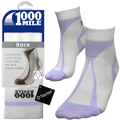 1000 Mile Women's White Trainer Gym Running Workout Tactel Sports Race Socks