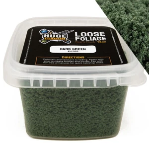 Huge Miniatures Loose Foliage, Dark Green Foam Flock – 16oz Resealable Tub - Picture 1 of 4