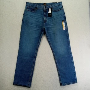 Lee Relaxed Fit Straight Leg Jeans Mens 38x32 Blue Stretch Denim Medium Wash New - Picture 1 of 11