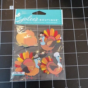 STICKERS FALL THANKSGIVING TURKEY PILGRIM PUMPKIN DINNER FAMILY FEATHERS HATS - Picture 1 of 2