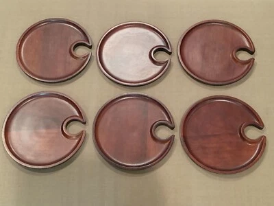 Juego de 6 platos de copa de vino Pottery Barn 8" madera mezcla aperitivo Foto 1 de 3