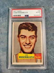 1957 TOPPS Basketball #48 LEN ROSENBLUTH ROOKIE PHILADELPHIA WARRIORS - PSA  - Picture 1 of 2