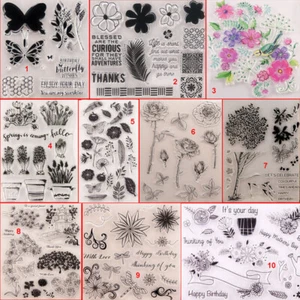 Flower Leaf Tree Transparent Silicone Clear Stamps DIY Scrapbook Card Vine Bird - Picture 1 of 39
