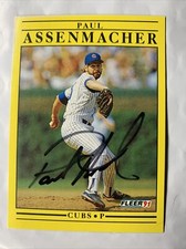 Paul Assenmacher Autographed Fleer 1991 Baseball Card #413 Chicago Cubs Signed