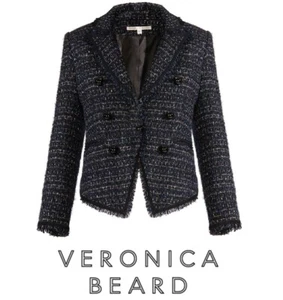Chaqueta Blazer Mujer Talla 14 NUEVA CON ETIQUETAS VERONICA BEARD Cooke Azul Marino Negro Tweed Dickey OFERTA - Imagen 1 de 12