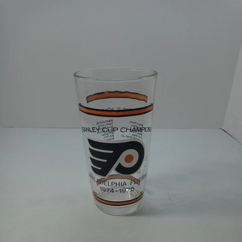 Vintage Philadelphia Flyers Stanley Cup 1974 1975 Champions Hockey Glass 6" Cover
