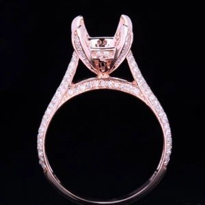 Diamond Engagement & Wedding Ring 8~9mm Round Cut Semi Mount Solid 10k Rose Gold - Picture 1 of 8