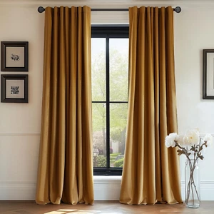 Velvet Blackout Curtains for Living Room, Thermal Insulated Luxury Drapes for Be - Picture 1 of 9