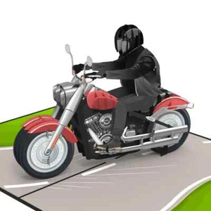 3D POP UP Klappkarte Motorrad-Fahrer Zweirad Motorsport Prüfung Rennmaschine NEU - Bild 1 von 6