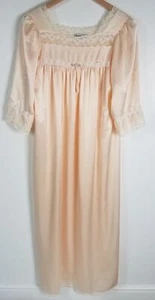 Vintage Christian Dior Women's Sz. S Satin Light Pink & Lace Long Night Gown - Picture 1 of 8