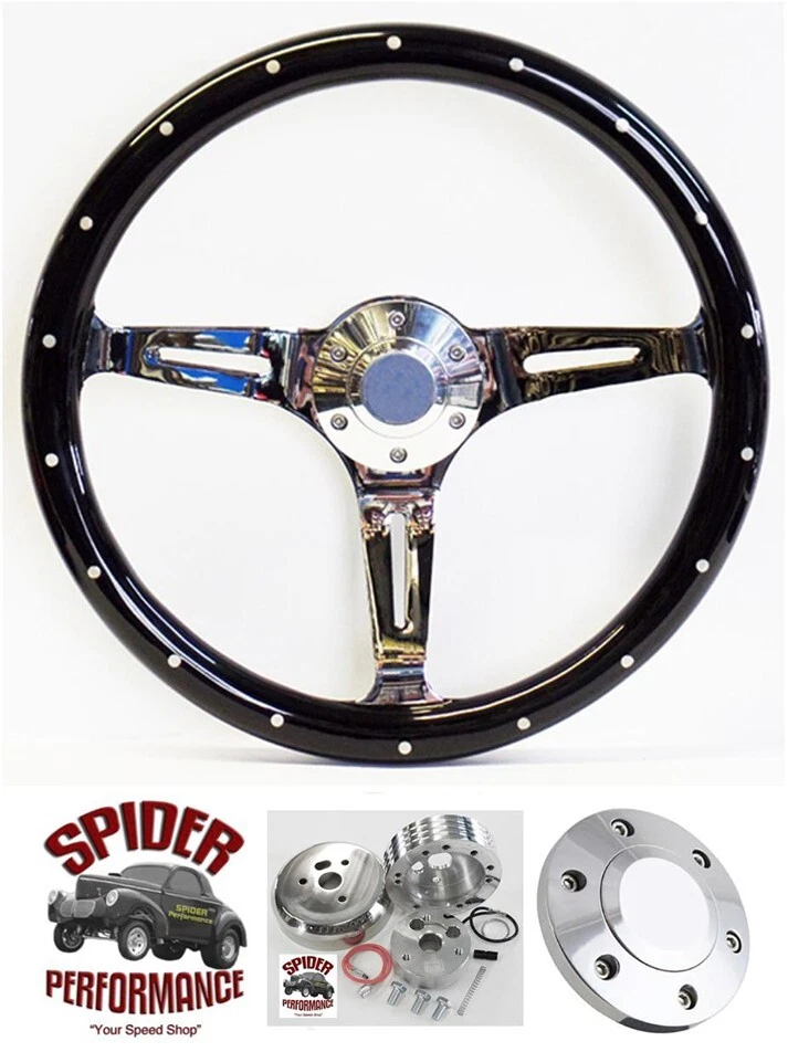 1969-1989 Oldsmobile wood steering wheel 14" BLACK WIDOW - Image 1 of 4
