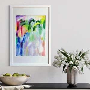 Kunstwerk Handgemalt Acrybild auf Papier eingerahmt GEMÄLDE 30x45 cm Malerei Art - Bild 1 von 9