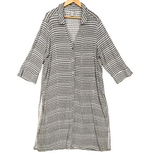 Chicos Travelers Women’s Printed Collared 3 Button 3/4 Sleeve Duster Jacket 3 - Picture 1 of 8