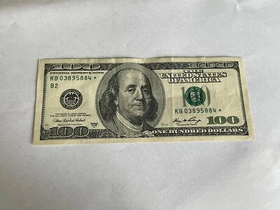 ⭐ 2006 Series A $100 Dollar Bill STAR Note + Ink ERRORS USD KB 03895884 - Image 1 of 4