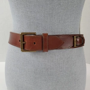 RALPH LAUREN Belt 34"Adult  Genuine Leather Equestrian Brass Buckle Accent Brown - Picture 1 of 12