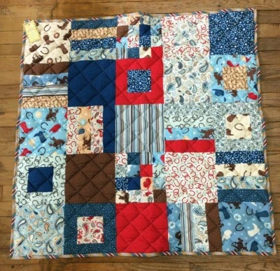 New Finished Baby Quilt ~ Machine Quilted ~  Cowboy Block 40"x40" - Image 1 of 4