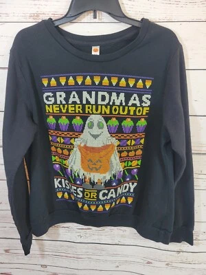 Halloween Grandma Never Runs Out of Kisses or Candy Sweatshirt Womens Size XL - Image 1 of 4