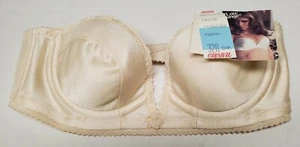 Vintage Carnival Low Plunge Strapless Underwire Bra Beige Size 32B Union Made - Picture 1 of 4