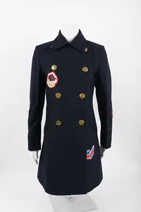 Coach Womens PeaCoat Navy Blue Double Breasted Patches Sz 6 NEW - Picture 1 of 14