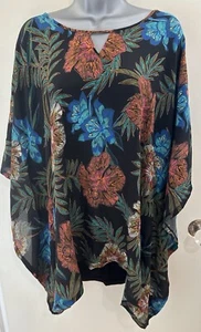 East Lifestyle Floaty Floral Silk Fronted Kaftan Tunic Top SIZE Large - Picture 1 of 14
