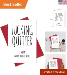 Hilarious 'Quitter!' Retirement Card with Red Envelope - Perfect Gift - 8x5.3" - Picture 1 of 7