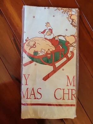 Mantel de papel Papá Noel Feliz Navidad 54 x 96" EE. UU. Gibson Nuevo de colección  Foto 1 de 4