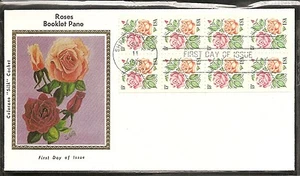US SC #1737a Roses FDC.Booklet pane Of 8. Colorano Silk cachet. - Picture 1 of 1