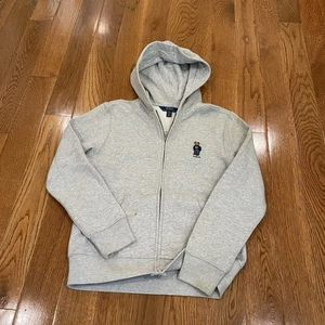 Polo Ralph Lauren Hoodie Youth Medium 10-12 Bear Logo Zip Up Jacket Boys - Picture 1 of 9