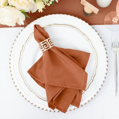 25 pcs Terracotta Polyester 17x17" TABLE NAPKINS Wedding Party Kitchen Linens - Image 1 of 4