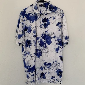 POLO Ralph Lauren Men’s Size L Blue Watercolor Floral Print Shirt 100% Cotton - Picture 1 of 9
