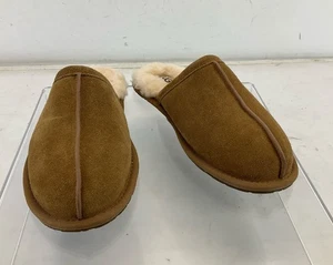 UGG Chestnut Brown Suede Wool-Lined Flat Pearle Slippers 8 - Picture 1 of 5