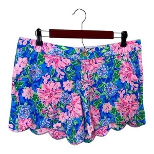 Lilly Pulitzer Buttercup Knit Scallop Shorts Spring in Your Step Sz 10 Blue Pink - Picture 1 of 8