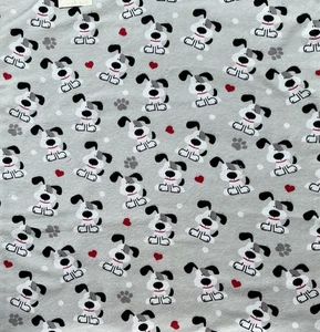 Flannel Spot Pup on Grey, 1 yard 8”long by 44” wide, Joann Fabric, Cotton - Picture 1 of 4
