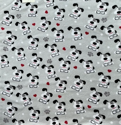 Flannel Spot Pup on Grey, 1 yard 8”long by 44” wide, Joann Fabric, Cotton - Image 1 of 4