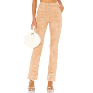 Pantalones acampanados de gamuza veganos Majorelle Revolve Abbi para mujer talla S pantalones tostados con cremallera - Imagen 1 de 14