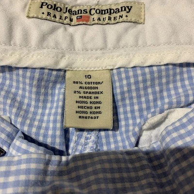 Polo Jeans Company Ralph Lauren Womans 10 Gingham Blue White Straight Pants - Image 1 of 4