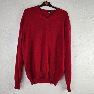 Harrods 100% Cashmere Jumper Red V-Neck Made in Italy Size 2XL Vintage Knitwear - Image 1 of 4