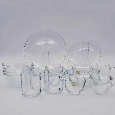 Juego de vajilla lisa transparente vintage Arcoroc France Classique 24 piezas Foto 1 de 4