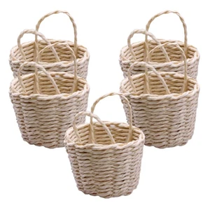  5pcs Miniature Dollhouse Basket: Handwoven Flower Arrangement Basket With - Picture 1 of 9
